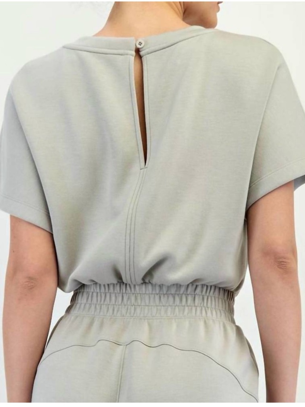 Rae Mode Relaxed Short Sleeve High-Waist Wide Leg Jumpsuit Light Sage Medium NEW - Picture 4 of 4